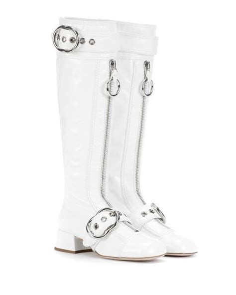 miu miu white patent leather boots|White Leather Boots .